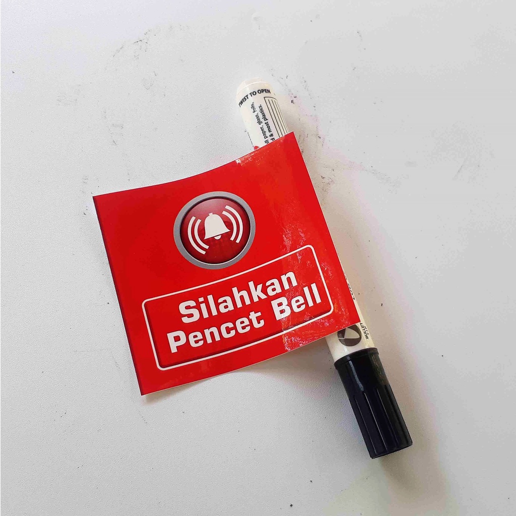 

Stiker silahkan pencet bel, Stiker Vinyl, LAMINATING GLOSSY, STiker Waterproof murah