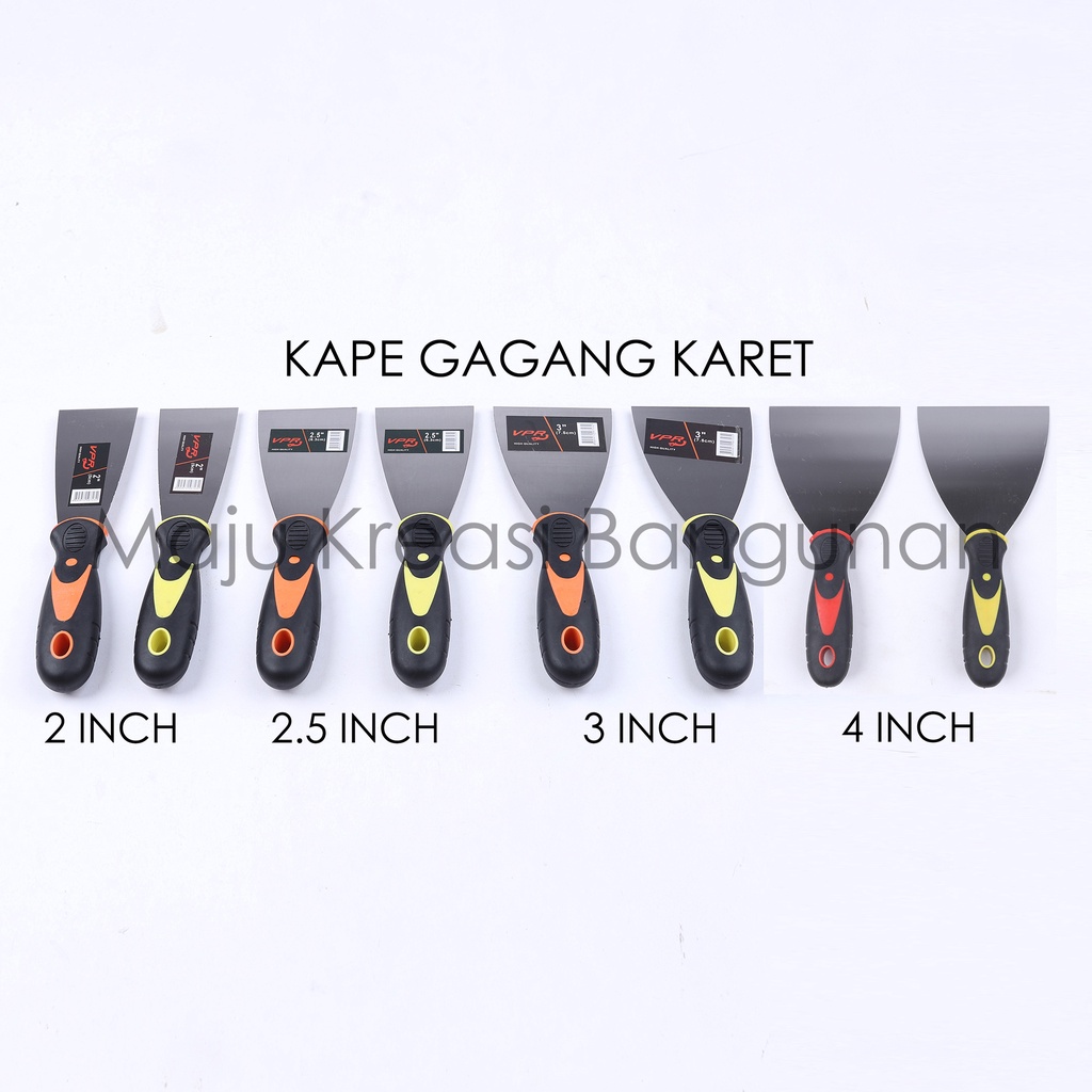 Kape Gagang Karet 2 2.5 3 4 Inch Kapi Steel Skrap Pisau Dempul Pengerok Cat Scraper Scrapper Inci In VPR Wanly