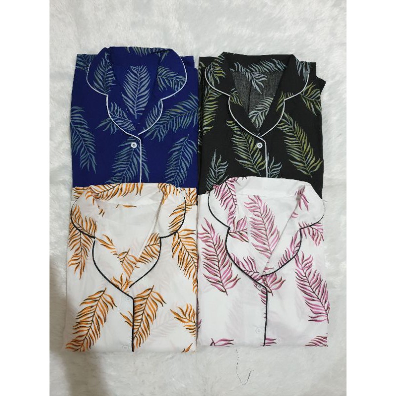 Baju Tidur Piyama Wanita Cewek Pajamas Dewasa Katun Motif Mocca Daun CP / PP / HP