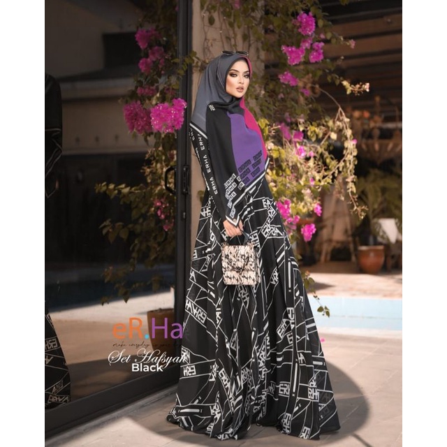 [ER.HA SYARI] GAMIS SYARI TERBARU / DRESS SET PRINTING " HAFSAH SET " BY ERHA