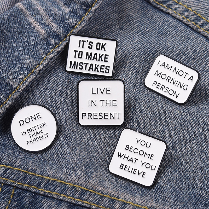 Bros Pin Enamel Desain Quotes Motivasional Copywriting Untuk Hadiah Teman