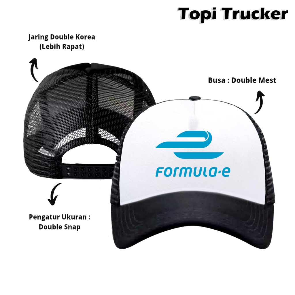 Topi Jaring Trucker Sablon Pria Wanita Distro Special Formula E Championship Jakarta Indonesia Terlaris