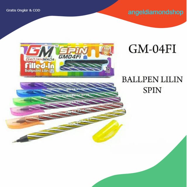 COD ISI 12 PCS PULPEN SPIN MURAH MERIAH - BALLPEN LILIN SPIN