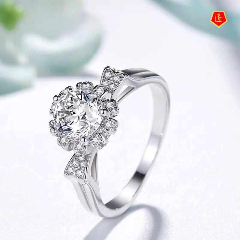 [Ready Stock]Cat Ear Crown Bud Ring Pt950 Platinum Moissanite