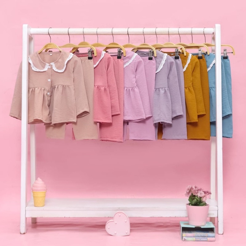 Setelan Anak Perempuan Mecca Set setelan rayon anak bahan katun rayon crinkle usia 1-5tahun