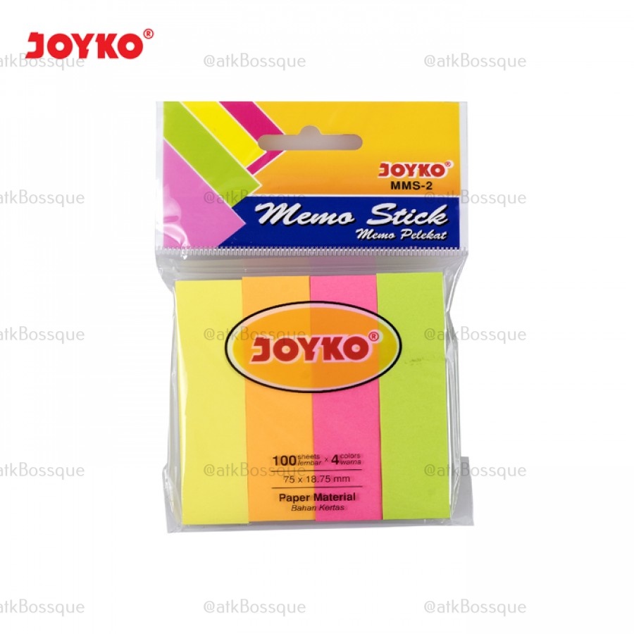 

Memo Stick / Sticky Note Joyko MMS-2 Bendera Isi 4 Warna 75 x 18 mm - Pak (400 lembar)
