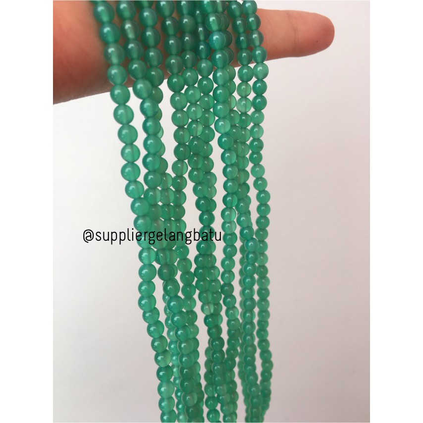 natural 4mm giok jade hijau batu akik bacan onyx natural bahan craft aksesoris gelang kalung terapi