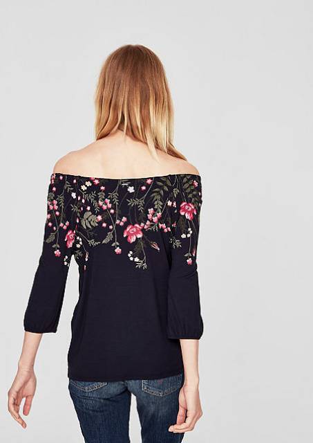 S Oliver floral off shoulder long sleeve