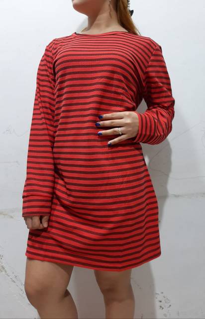 DRESS SALUR PANJANG BELAH SAMPING TANGAN PANJANG /TUNIK CEWEK MURAH