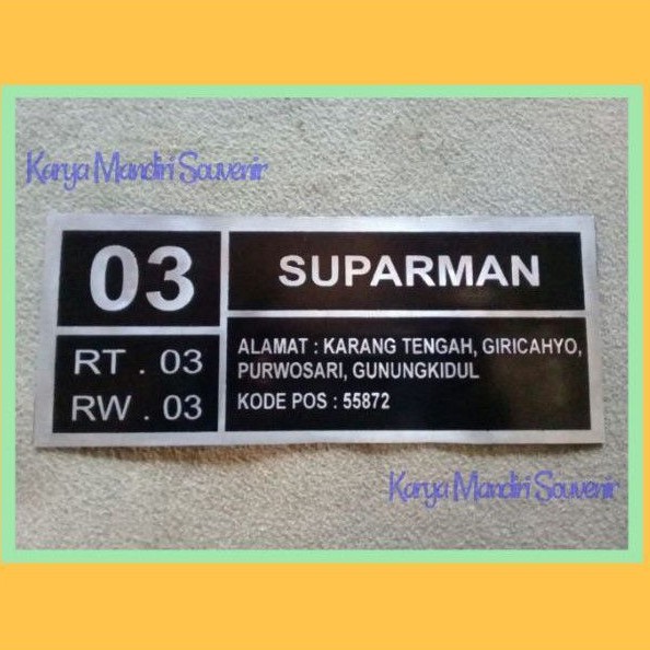

Nametag Plat Stainless Etching | Plat Stainless Custom Nomor Rumah / Perusahaan Ukuran 10cm x 20cm