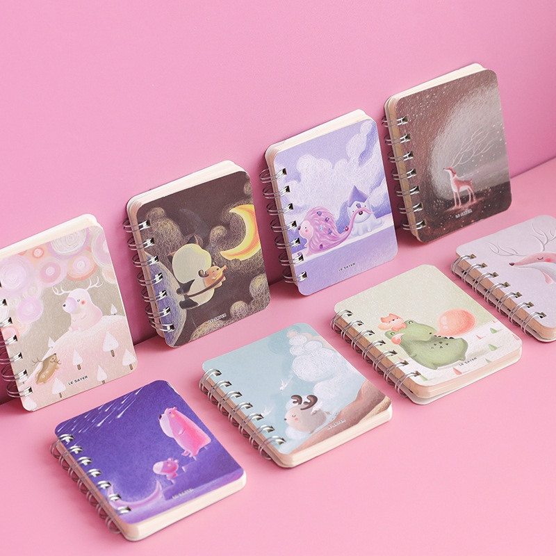 Buku Kecil Mini Book Anak Anak Lucu Notes A7 Catatan Harian Sekolah Memo Pad Note Book Untuk Siswa Unik Animasi Hewan Garis / Polos Sketchbook