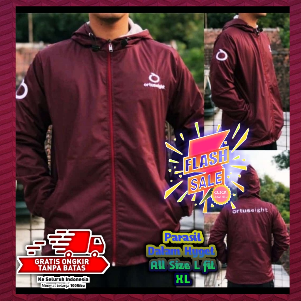 Jaket Bahan Parasit Cowok Lari Jacket Parasut Olahraga Jogging Ortuseight Running Joging Sport Tipis
