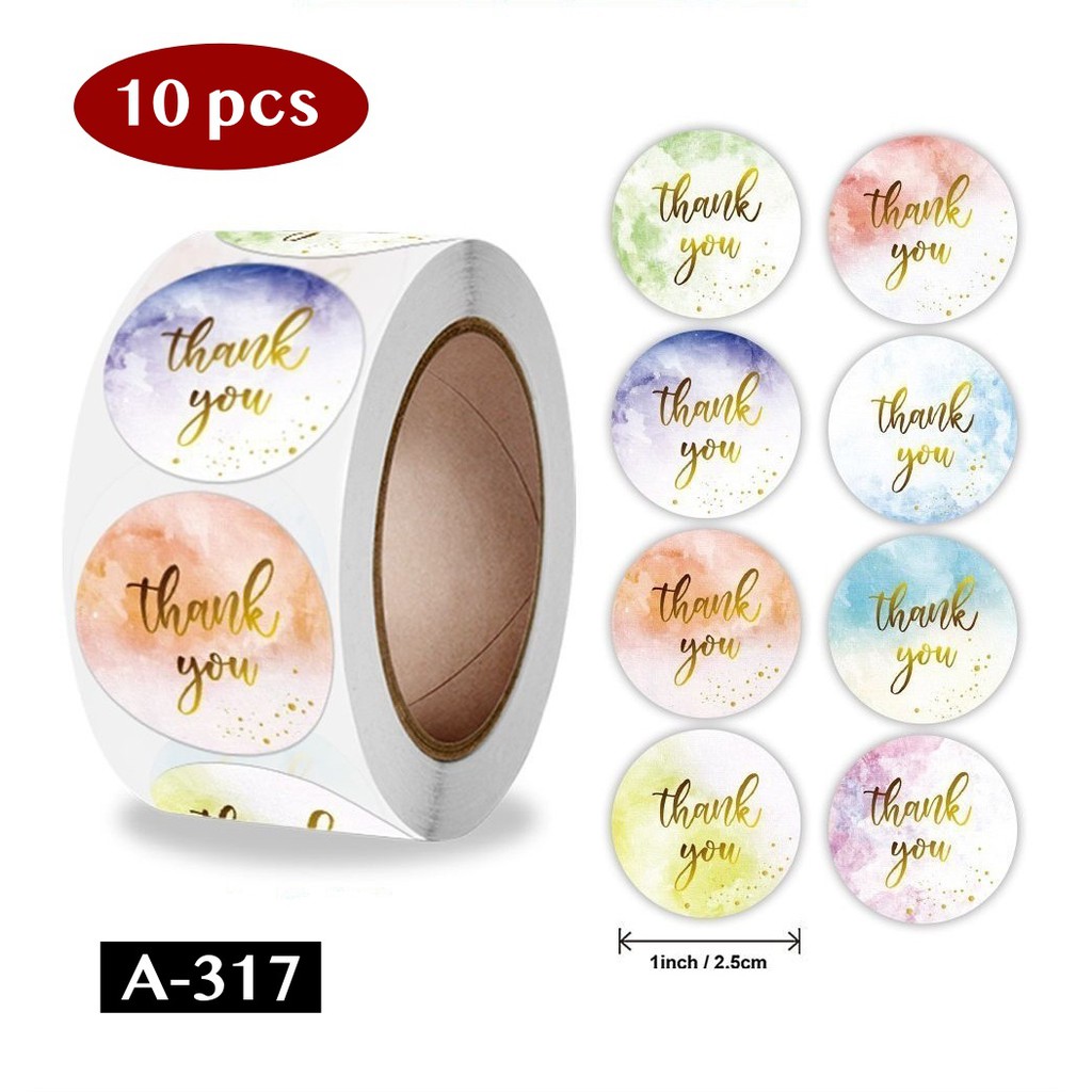 AliMaMa - STIKER THANK YOU 10 PCS - Sticker Terima Kasih Segel Olshop Online Shop Packaging Packing Souvenir Suvenir Import Murah Medan-A-317
