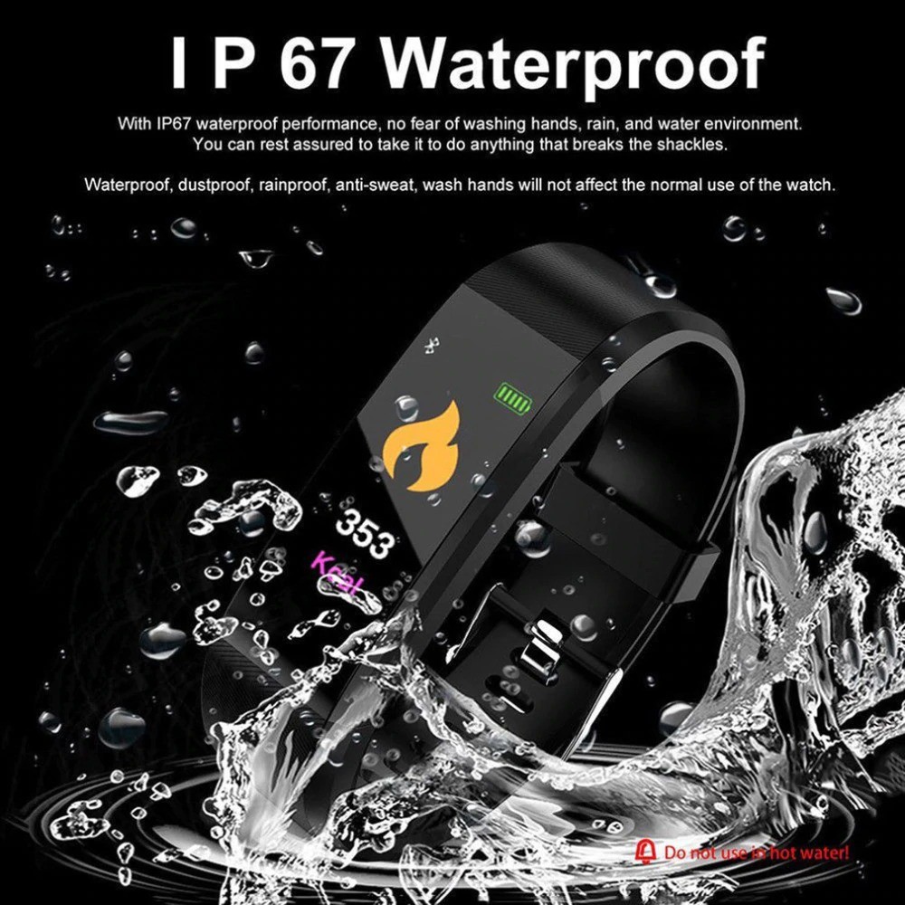 Smartband 115 PLUS Water Resist Sports Pedometer Heart Rate Monitor Bluetooth