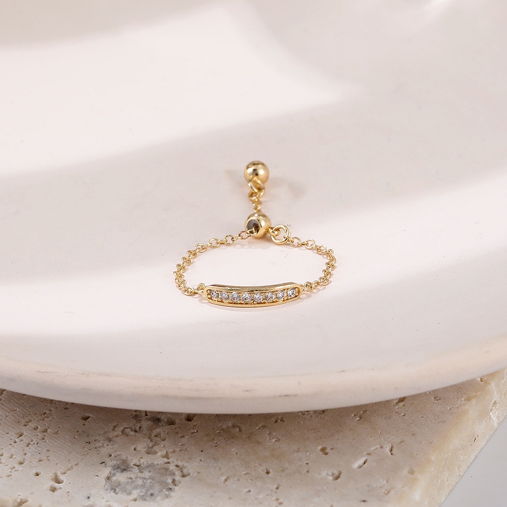 Cincin Rantai Emas Adjustable Wanita Cincin Pasangan Berlian Fashion Korea Couple Ring Jewelry