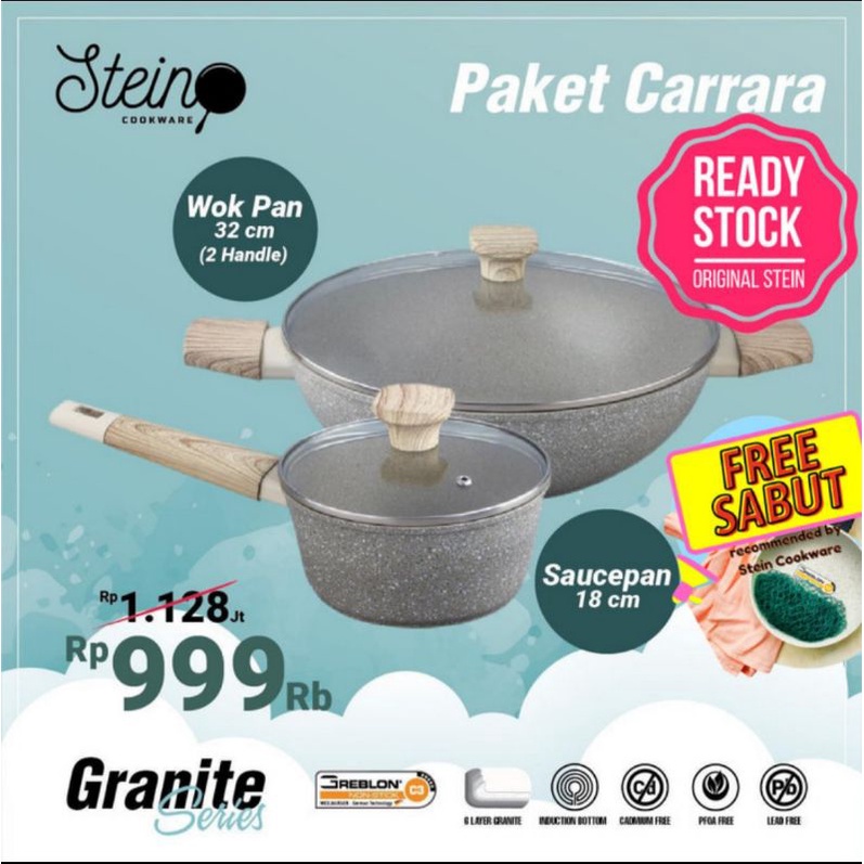 Stein Cookware Paket Carrara Granite by Steincookware