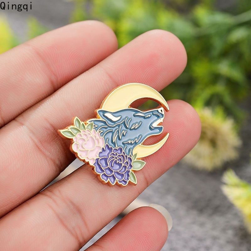 Bros Pin Enamel Bentuk Serigala Bulan Matahari Untuk Hadiah Anak