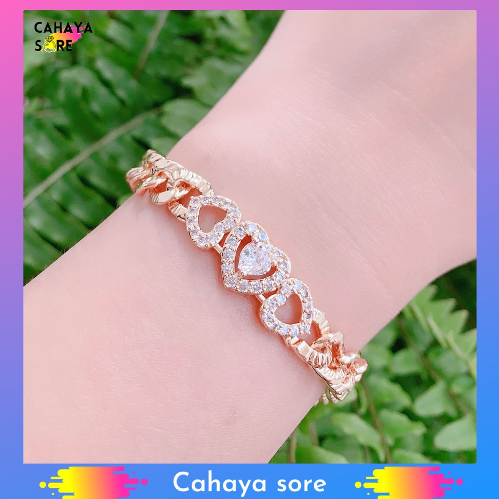 Gelang Xuping Gold Gelang Tangan Dewasa Rantai Permata Double Love G21