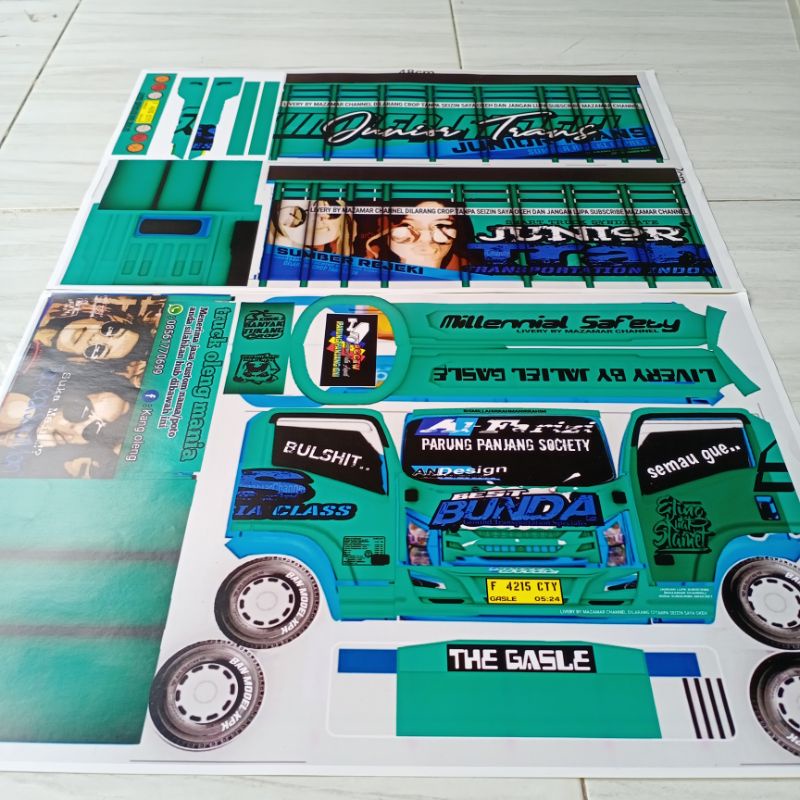 

stiker pola truck oleng oppa muda ukuran 48cm