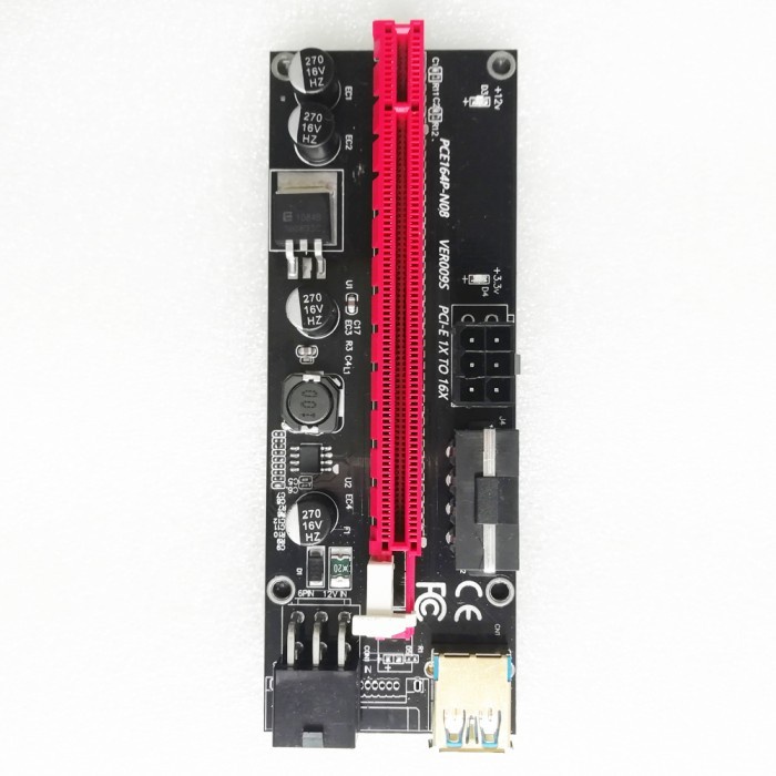 USB 3.0 PCIE RISER 6pin 1x to 16x Card VERSI 009S 009 Plus 8 Kapasitor