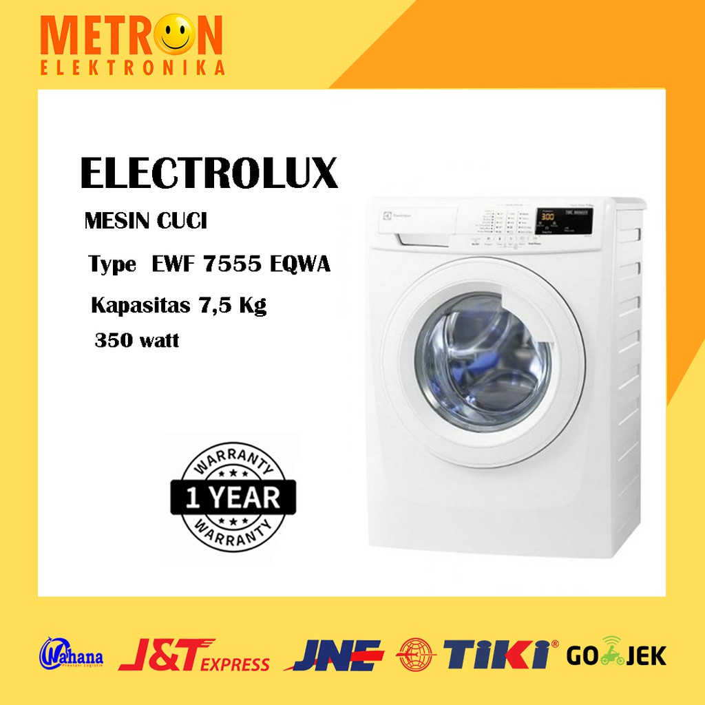 ELECTROLUX EWF 7555 EQWA / MESIN CUCI FRONT LOADING 7.5 KG 850 RPM LOW WATT / EWF7555EQWA