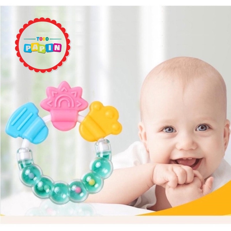 TokoPapin Mainan rattle genggam anak bayi gigitan Teether baby Gigitan bayi