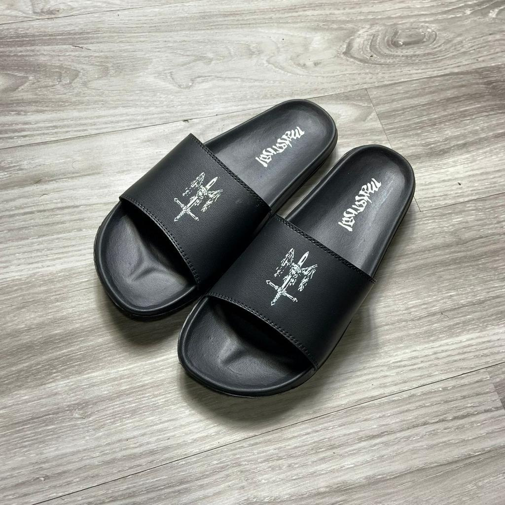 SANDAL SLIDE SLOP SLIPPER UNISEX ORIGINAL NOTBADCLUB spesial SERIES OF SPICTURAM DARK art BLACK WHITE| SENDAL HITAM PRIA WANITA