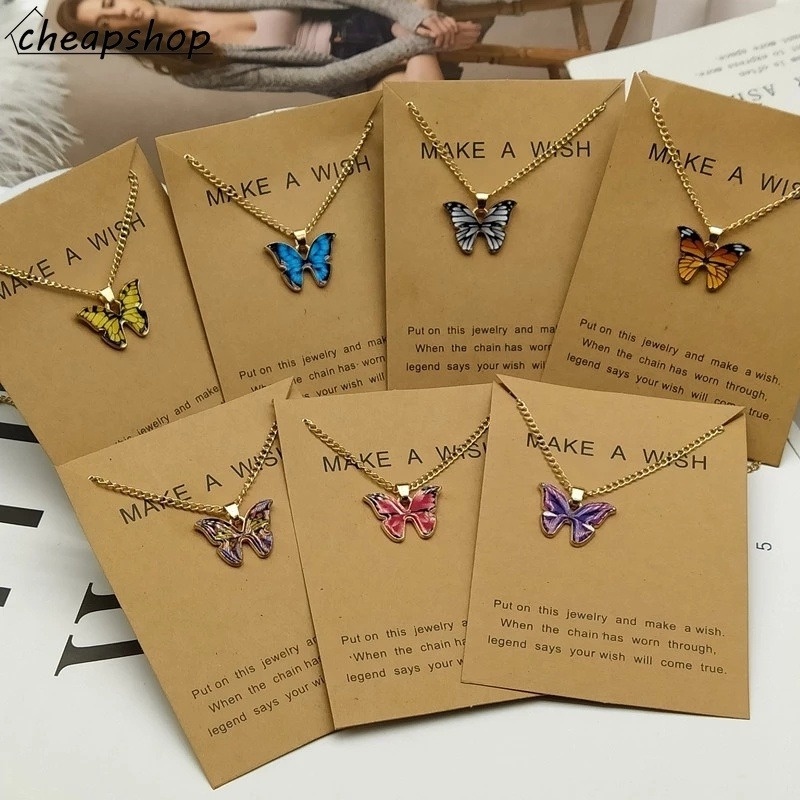 IFYOU Kalung Liontin Butterfly Warna Emas Gaya Korea Untuk Wanita