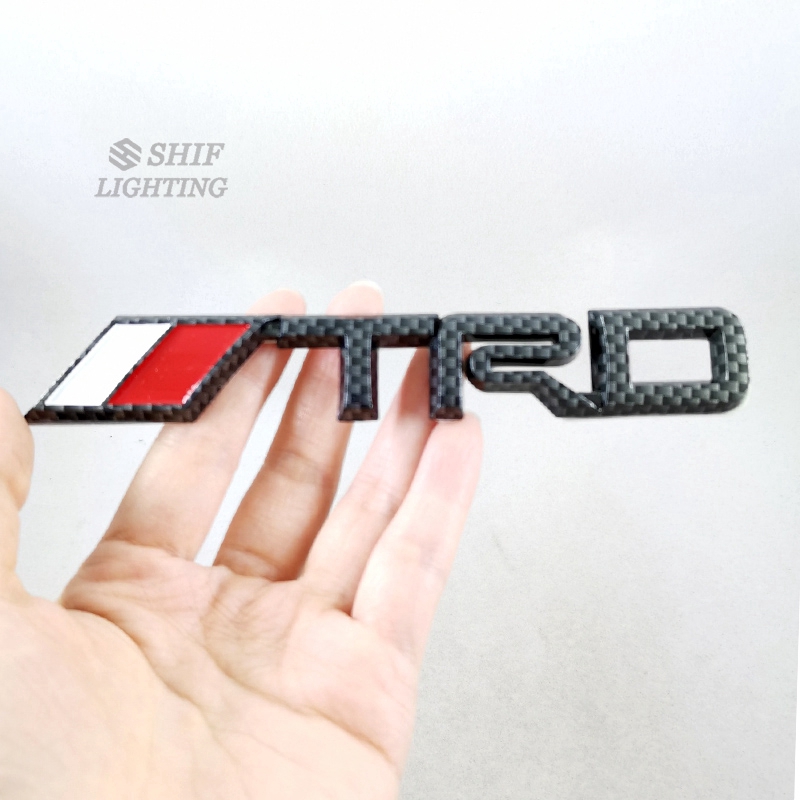 1Pc Stiker Emblem Motif Logo TRD Bahan ABS + Carbon Fiber untuk Mobil Toyota TRD