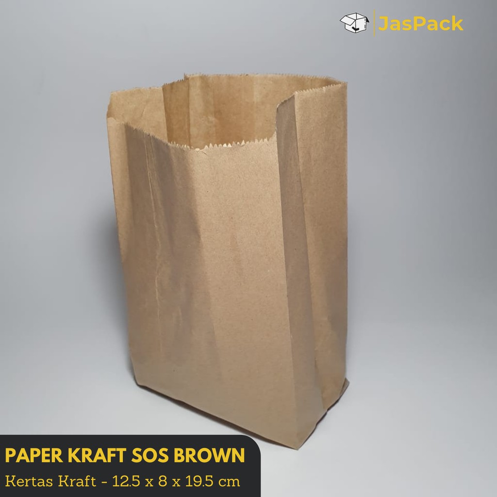 

Kantong Kertas SOS Paper Bag Snack Brown 12.5 x 8 x 19.5 cm Isi 25