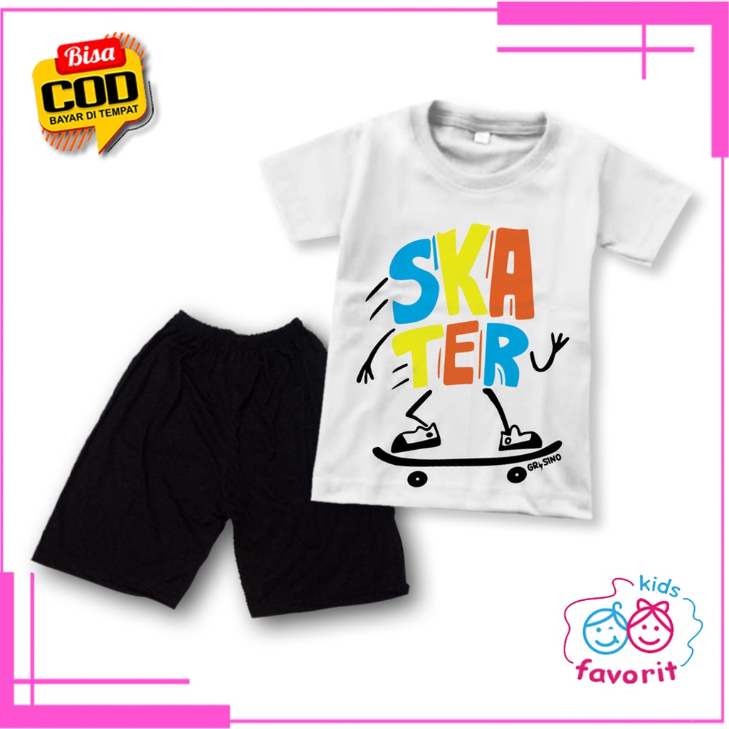 Favorit kids baju setelan anak laki laki dan anak perempuan lengan pendek