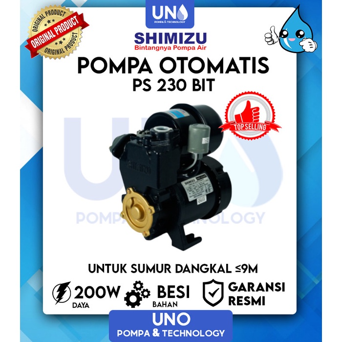 Pompa air Shimizu Automatic Otomatis Pump PS 230 BIT / PS230BIT / PS-230 / PS-230BIT / Shimizu PS-230 BIT / Shimizu PS 230 BIT / Shimizu 230