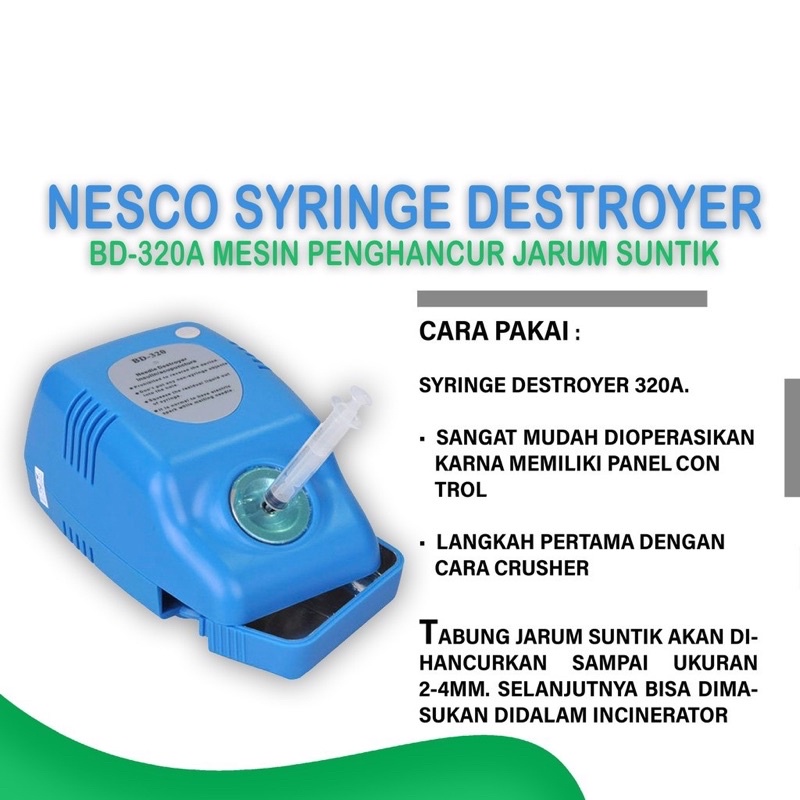 Syringe Destroyer BD-320A mesin penghancur jarum suntik