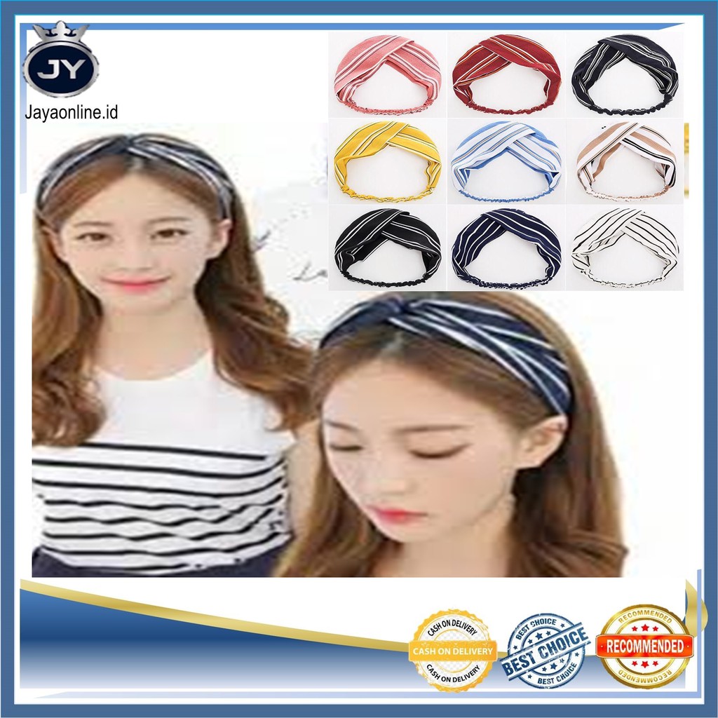 JY B14 BANDO KAIN WANITA MOTIF GARIS BANDO WANITA IMPORT HAIRBAND WANITA