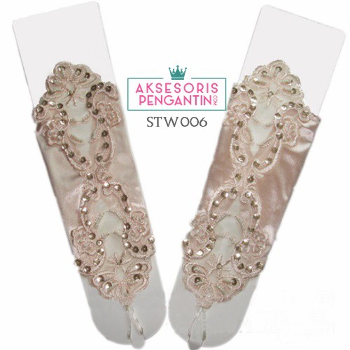 [BISA COD] SARUNG TANGAN PESTA AKSESORIS PENGANTIN WEDDING GLOVES NUDE STW006