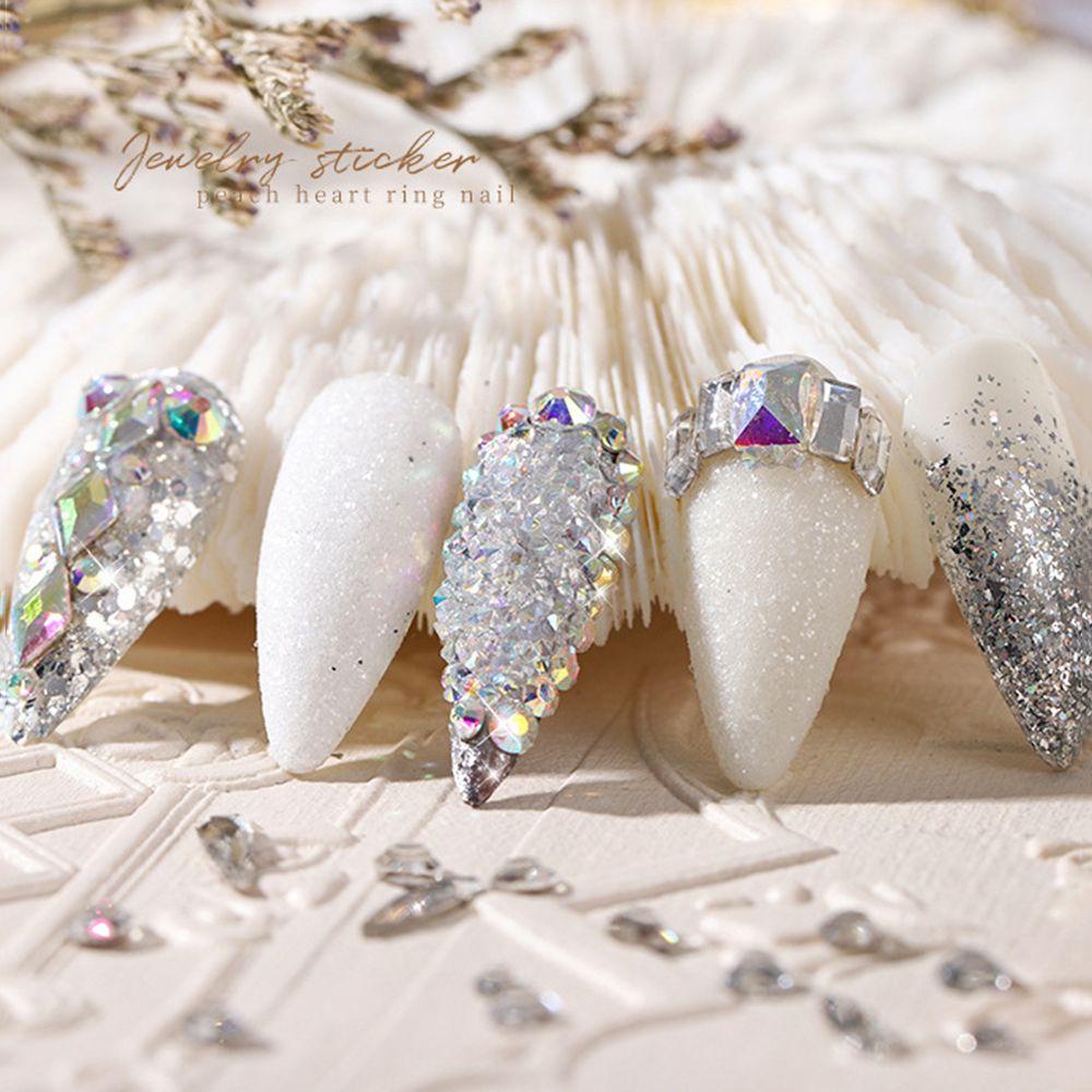 Mxbeauty Nail Art Rhinestones Warna-Warni 1kotak AB DIY Manik-Manik Permata Bentuk Campur Kristal