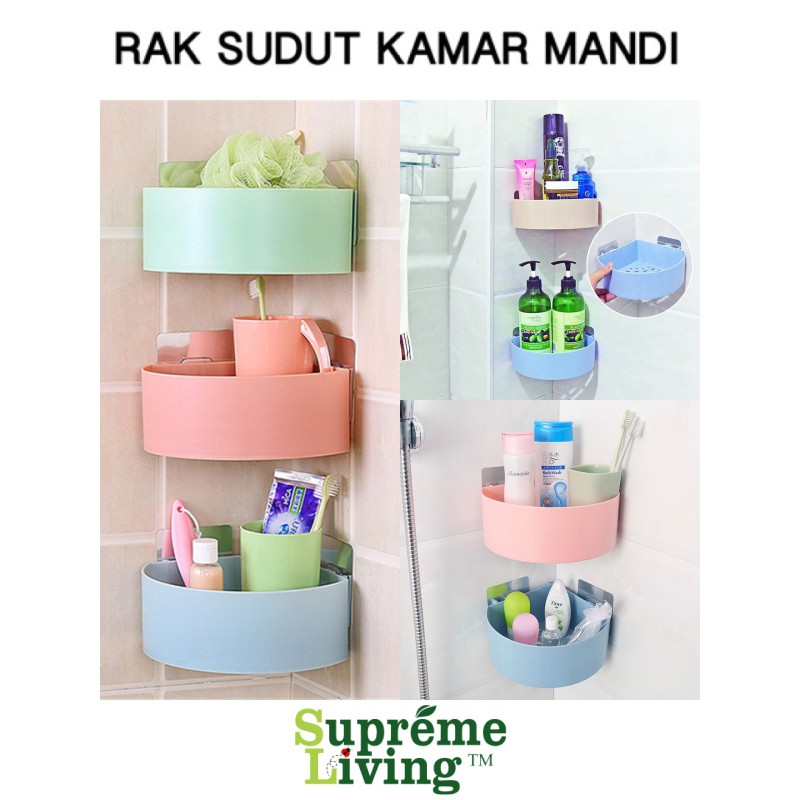 Triangle Shelves Rak Sudut Siku Plastik Tempat Sabun Shampo Kamar Mandi