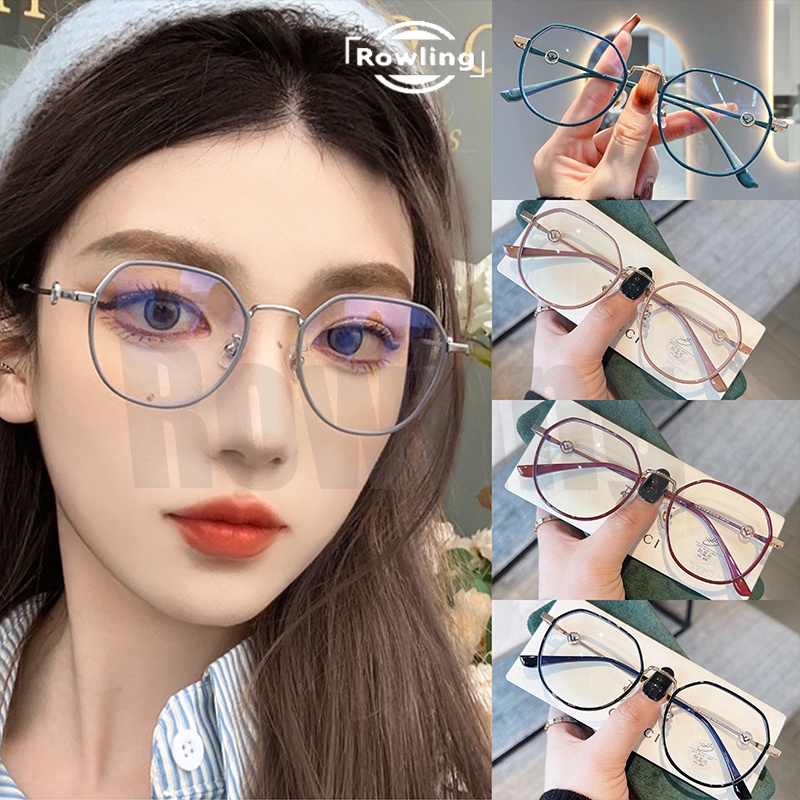 Rowling(ka-162)Frame Kacamata Retro Terbaru Poligonal Tidak teratur Wanita Pria Import anti Radiasi Blue Light Kacamata Fashion