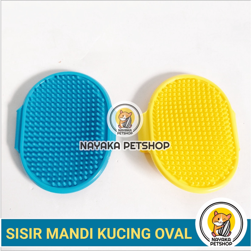 Sisir Mandi Kucing Oval Keramas Grooming Sikat Karet Bulu Anjing Musang Kelinci