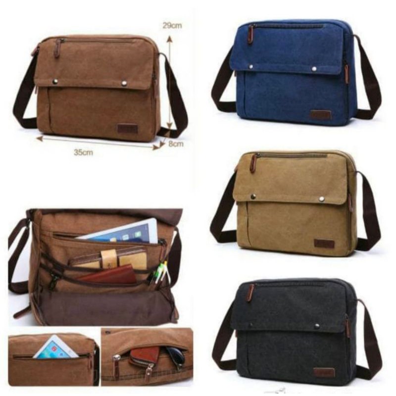 Tas selempang kanvas/Tas laptop/Tas pria/Tas santai murah Nevy