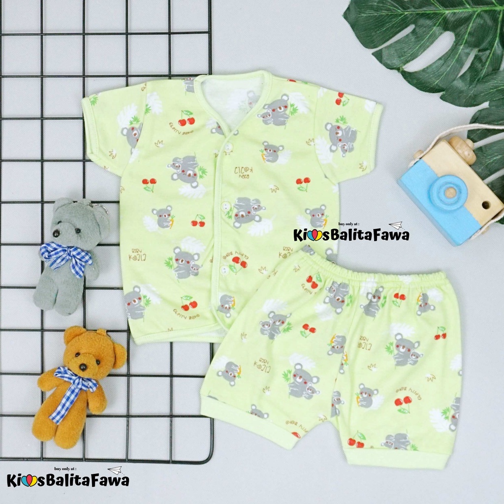 1 Set Setelan Standar SNI Baby New Born / Lengan Pendek Celana Baju Bayi Kaos Import Kancing Adem