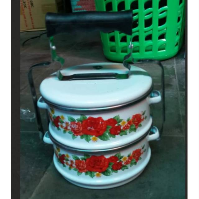 Rantang Susun Cat Enamel Kembang Panda Maspion