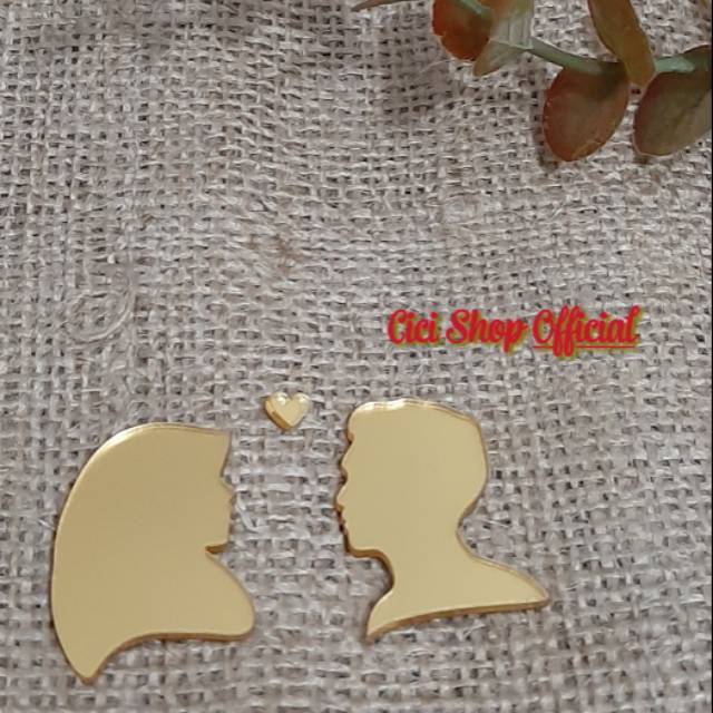 Siluet wajah gold/siluet wajah akrilik/siluet wajah/siluet pasangan/akrilik siluet