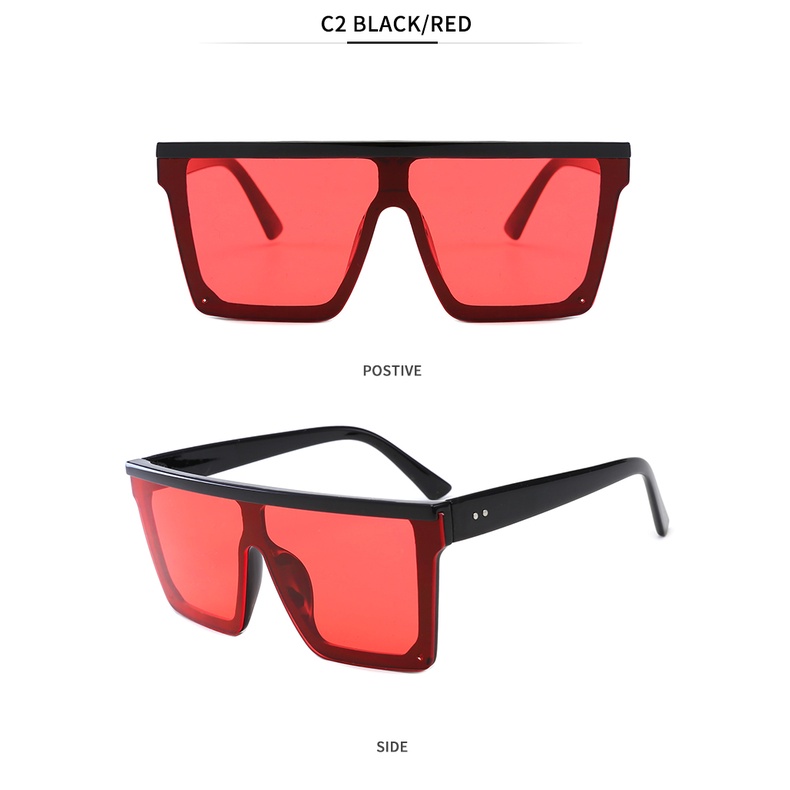 2022 Kacamata Hitam Oversize Frame Kotak Besar Aksen Rivet Untuk Wanita