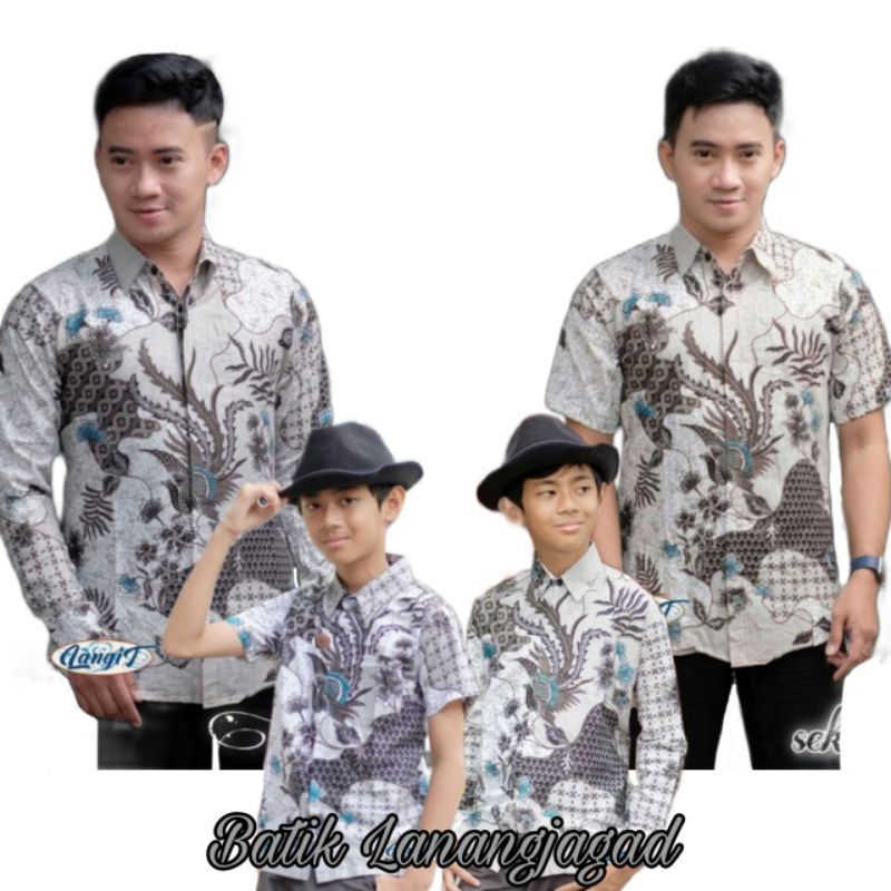 Batik Lanangjagad Couple Baju Kemeja Hem Batik Couple Ayah dan Anak Laki laki Cowok Premium Terbaru Terlaris Lengan Panjang Pendek Motif Sekarjagad