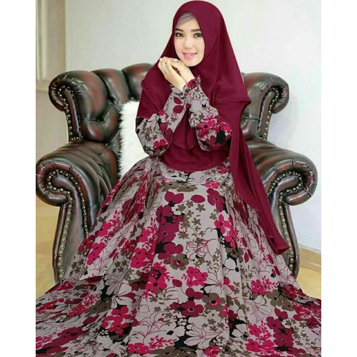 gamis datura marrun set khimar