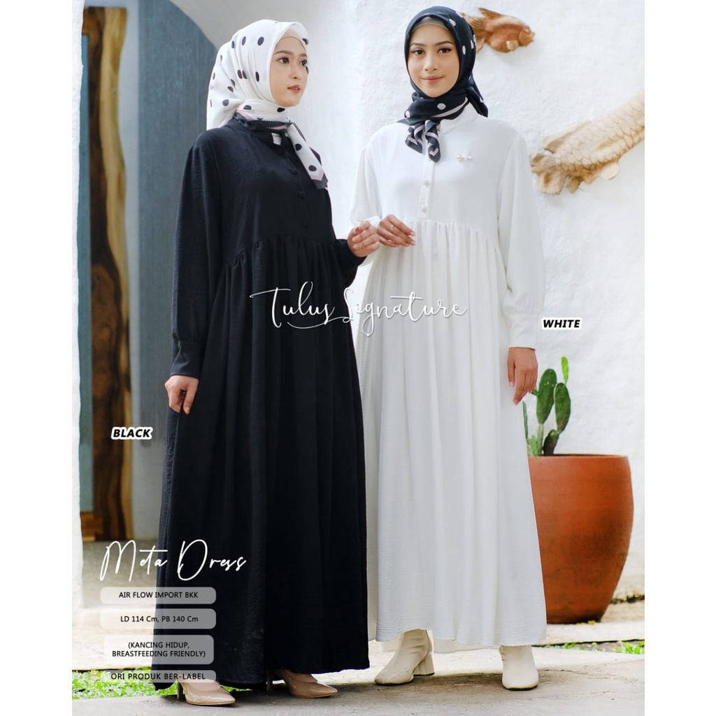 Meta Dress Maxi Jumbo Crinkle Airflow Gamis Wanita Terbaru LD 114 Original by Tulus Signature