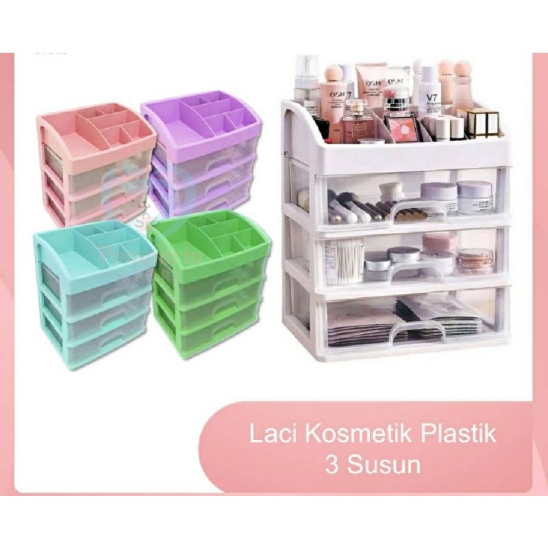 Rak Kosmetik Laci Kosmetik Plastik 3 Susun - Rak Makeup Organizer