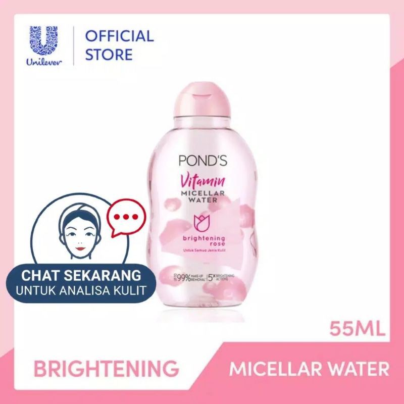 POND'S Micellar Water untuk Kulit Normal dan Semua Jenis Kulit, Vitamin &amp; Rose, 55 ml