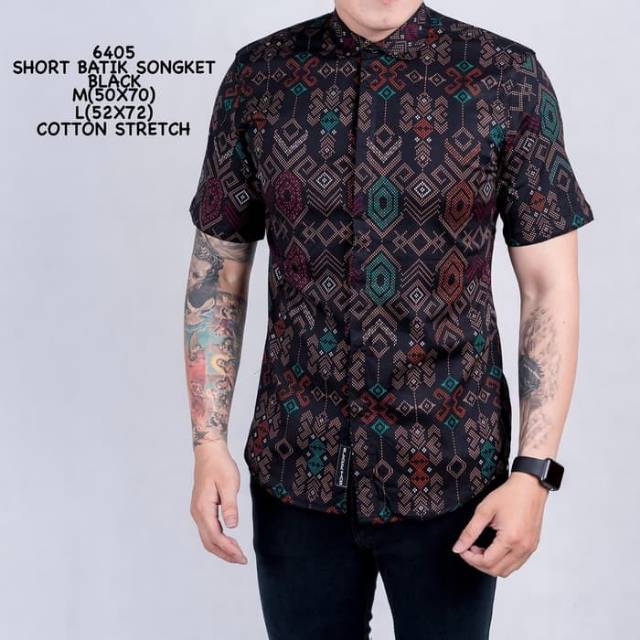 Kemeja Batik Songket Pria Lengan Pendek | Shopee Indonesia